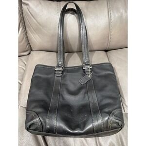 Vintage‎ Coach Black Leather Satchel Handbag Purse Classic Style f11201